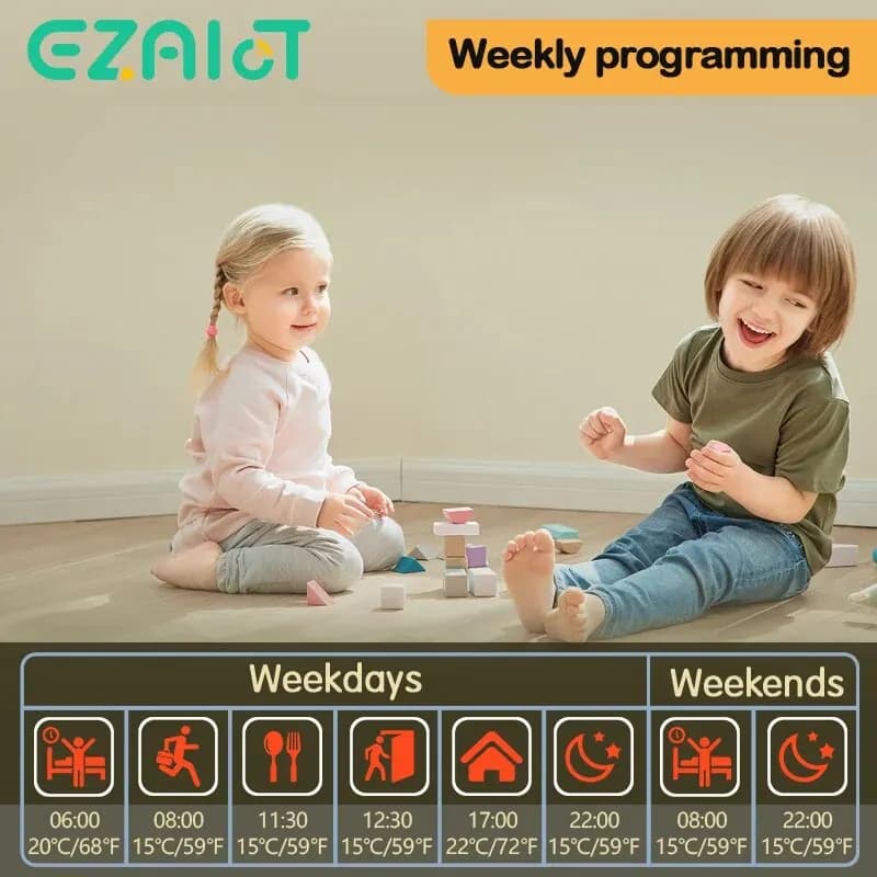 تيا ترموستات المنزل الذكي للتحكم عن بعد في درجة الحرارة لتدفئة الأرضيات المائية/الكهربائية وغلاية الغاز عبر واي فاي مع جوجل أليكسا - 5