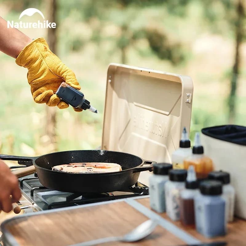 مجموعة أدوات مطبخ تخييم من Naturehike، علب توابل محمولة، أواني طهي، مستلزمات توابل سائلة ومسحوق، للشواء والنزهات - 3