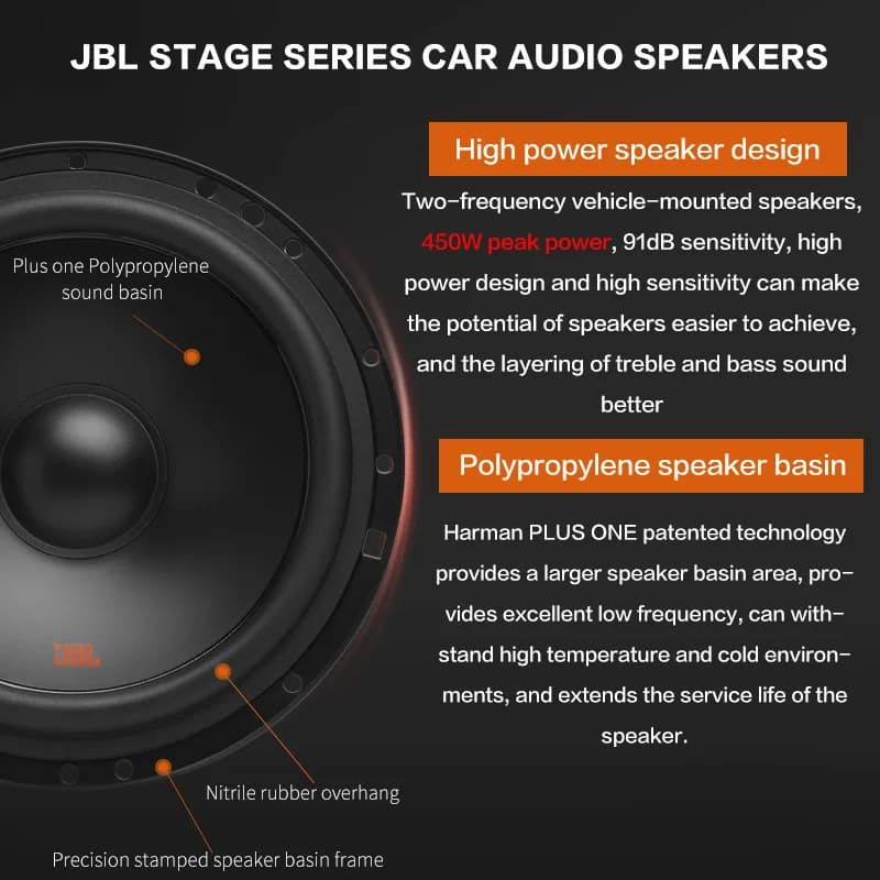 JBL car audio speaker 6.5-inch car audio 450W car subwoofer 6.5-inch tweeter and midrange subwoofer Car audio stereo - 2
