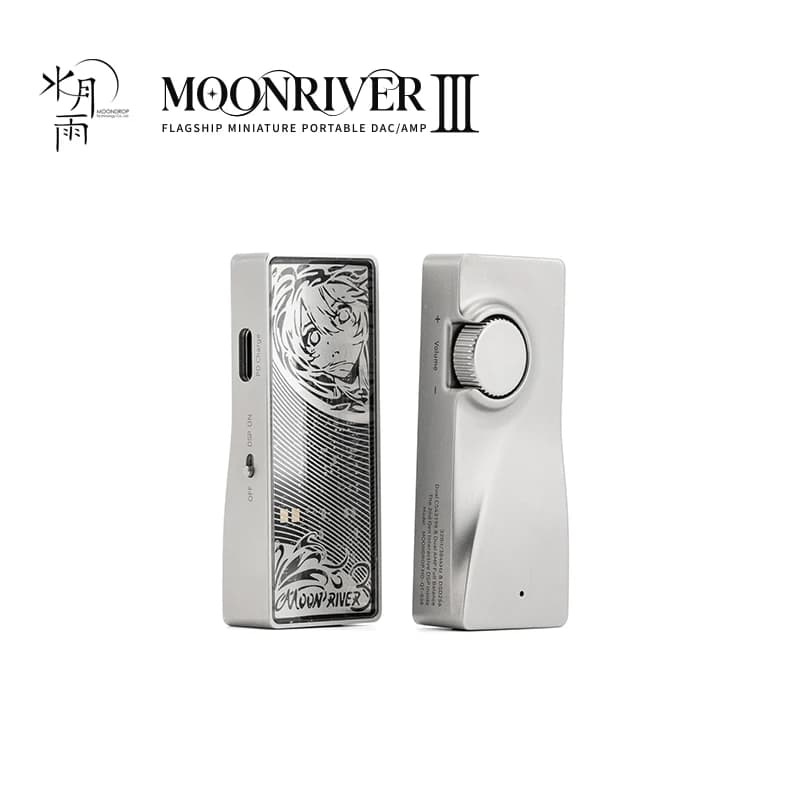 مضخم سماعات الرأس MOONDROP MOONRIVER 3 بدقة 32Bit/384kHz وفك ترميز PCM مع كابل Type-C قابل للفصل ومخارج 3.5mm+4.4mm