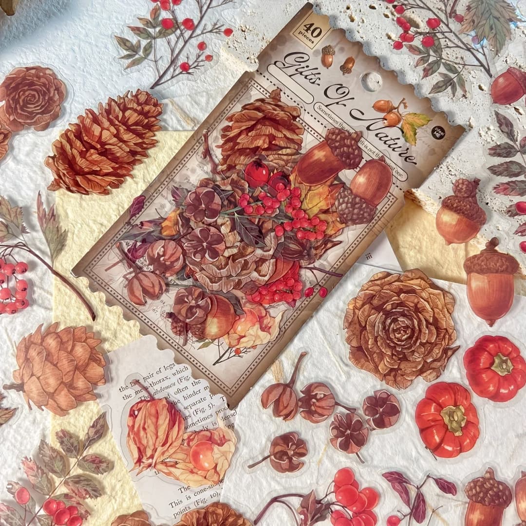 40 ملصق ورقي لموضوع الخريف والفطر، لصنع المجلات وألبومات الصور، لوازم قرطاسية جمالية - 5