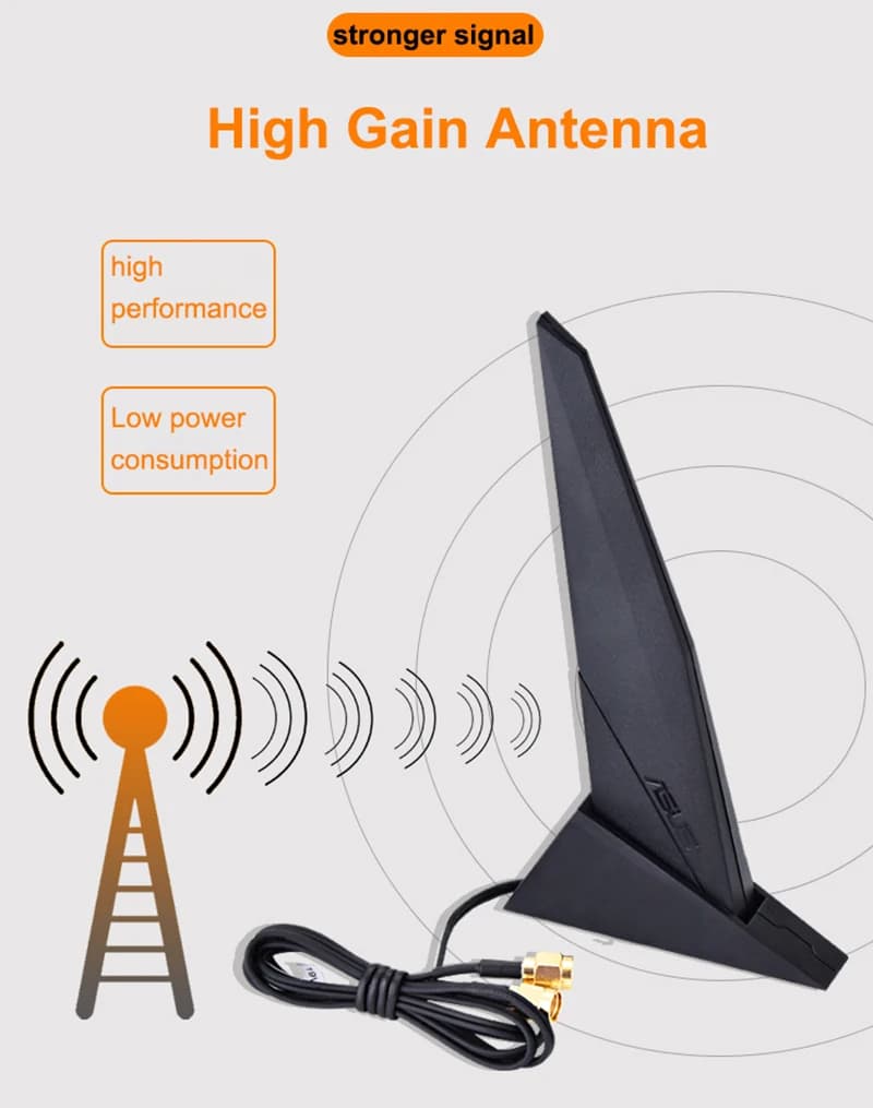 هوائي بطاقات الشبكة الأصلية من ASUS، هوائي مغناطيسي ثلاثي النطاق 2.4G/5G/6G WiFi6e، متوافق مع LOH Z390 وZ490 وX570 وB460 وB360 - 2
