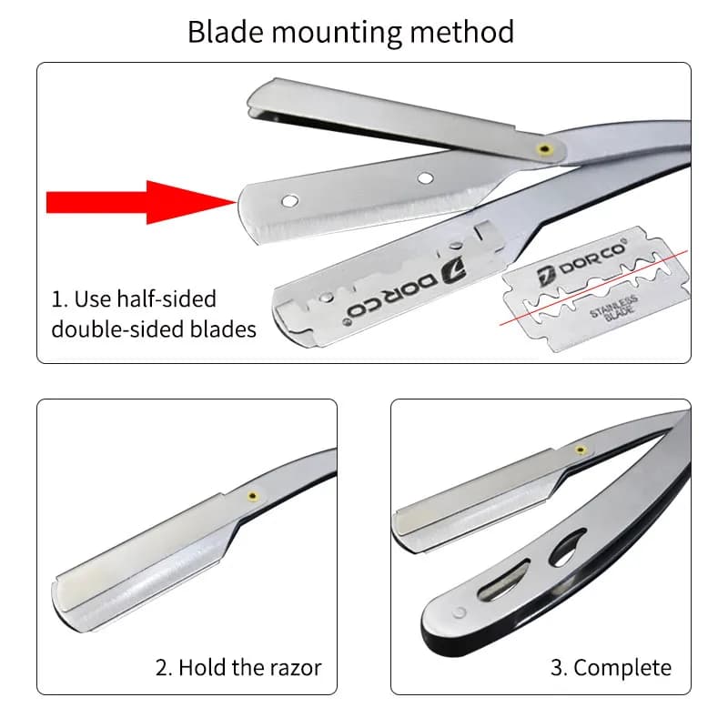 Professional Manual Shaver Straight Edge Stainless Steel Barber Razor Men Folding Shaving Shave Beard Cutter with Blade - 4