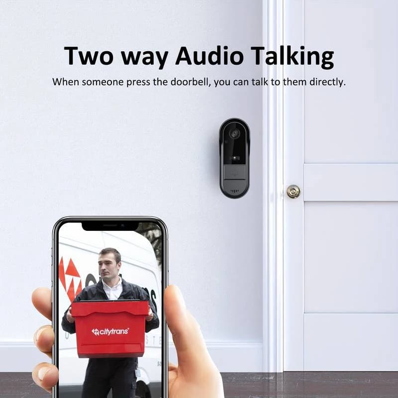 كاميرا جرس باب فيديو لاسلكي من Tuya WiFi، إنتركوم فيديو HD، حماية أمنية للمنزل الذكي مع رؤية ليلية للمكتب والمنزل - 4