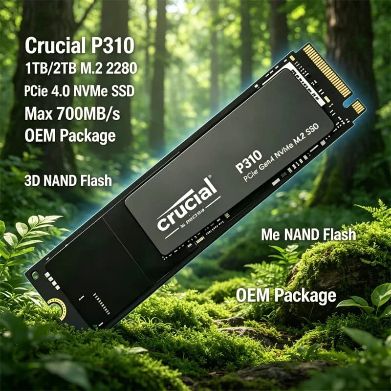 M.2 2280 PCIe 4.0 NVMe SSD, Crucial P310 1TB/2TB, 3D NAND, Up to 7100MB/s, OEM Internal Drive for Desktop & Laptop
