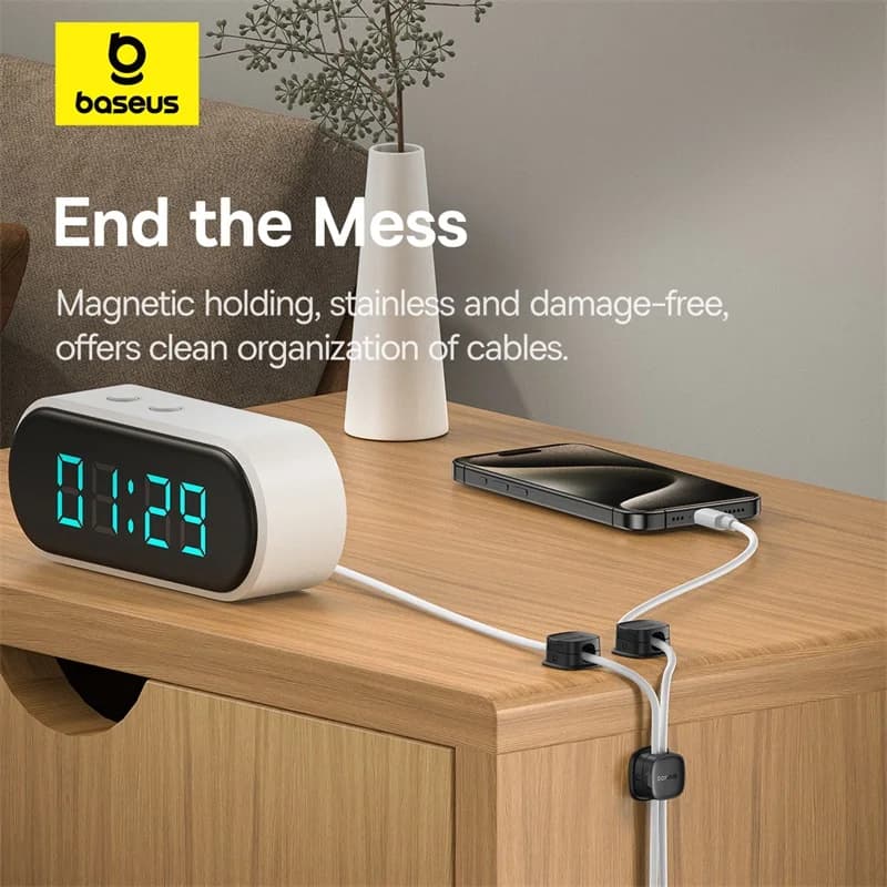 حامل منظم الكابلات من Baseus حامل كابلات مغناطيسي قابل للتعديل بسلاسة تحت المكتب إدارة الكابلات حافظة الأسلاك مشابك الكابلات - 2