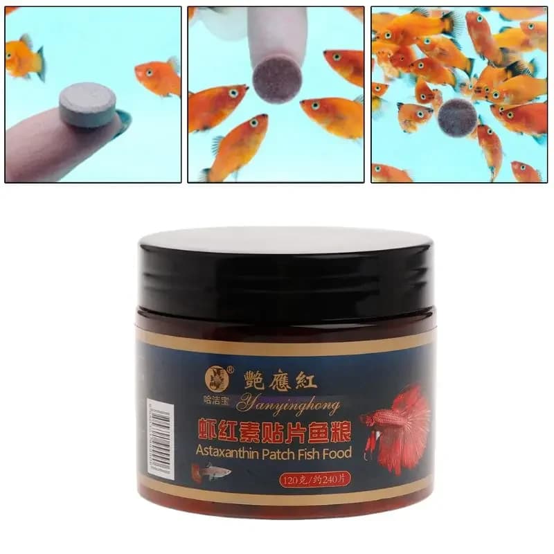 Astaxanthin Aquarium Fish Tank Tablet Pills 240pcs Tablets Natural Safe Sinking Protein Nutrition Non-toxic Supplies Fish Food - 6
