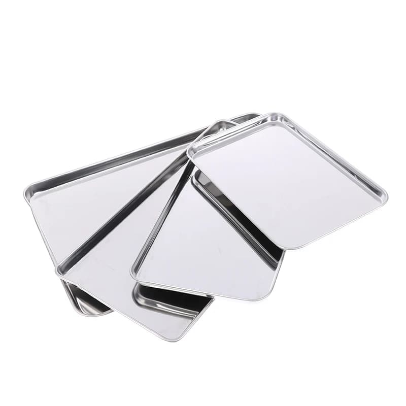 1pc Stainless Steel Tray Rectangle Plate For Kitchen Barbecue Shops Medical Organizer Baking Plate - 3