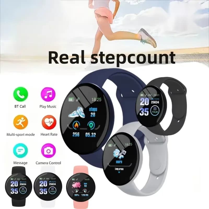 D18 Smartwatch Multiple Sports Modes Call Information Reminder Circular Color Screen Photo Taking Music Smart Bracelet 2026 New