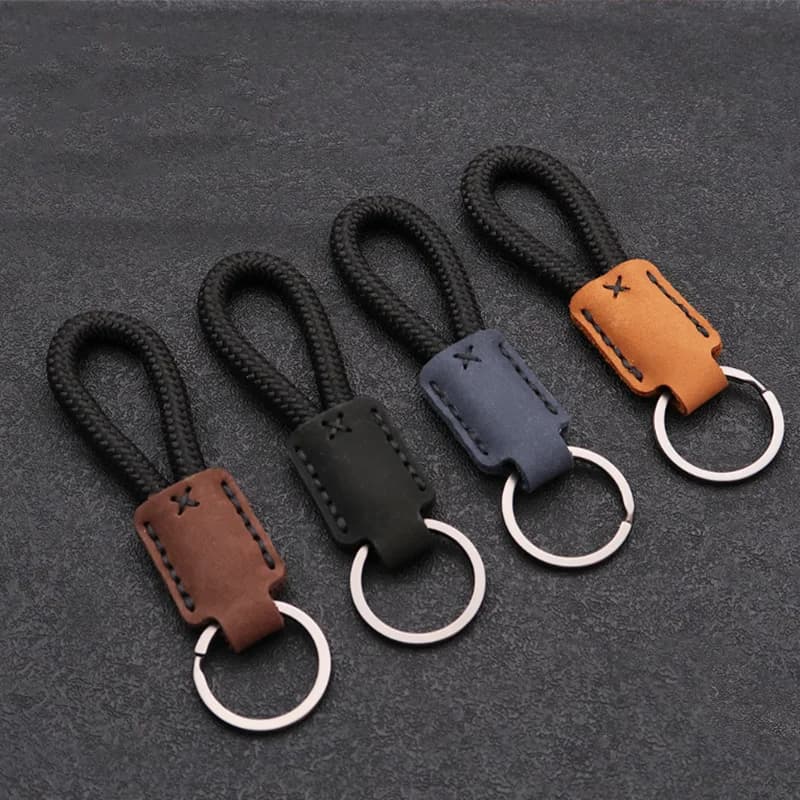 New Classic Vintage Cow Leather Keychain Men Personality Fashion Leather Car Key Ring