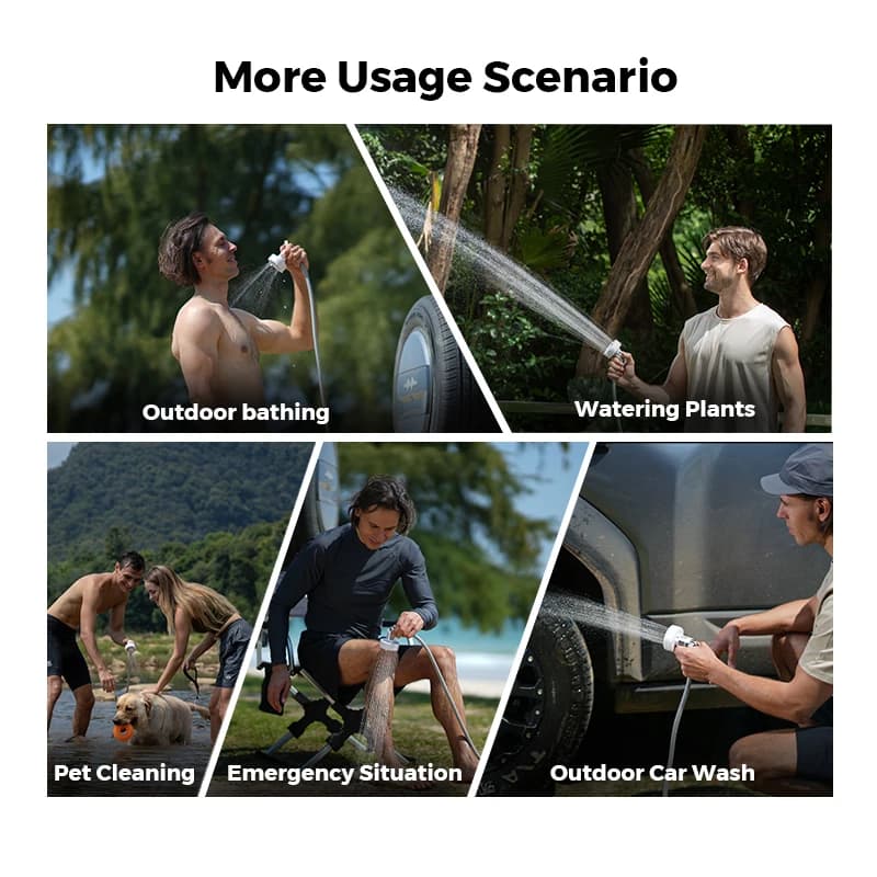 FLEXTAIL Outdoor Camping Shower Portable without Box Electric Shower Pump IPX7 Waterproof for Outdoor Shower, Car Wash, Dishwash - 6