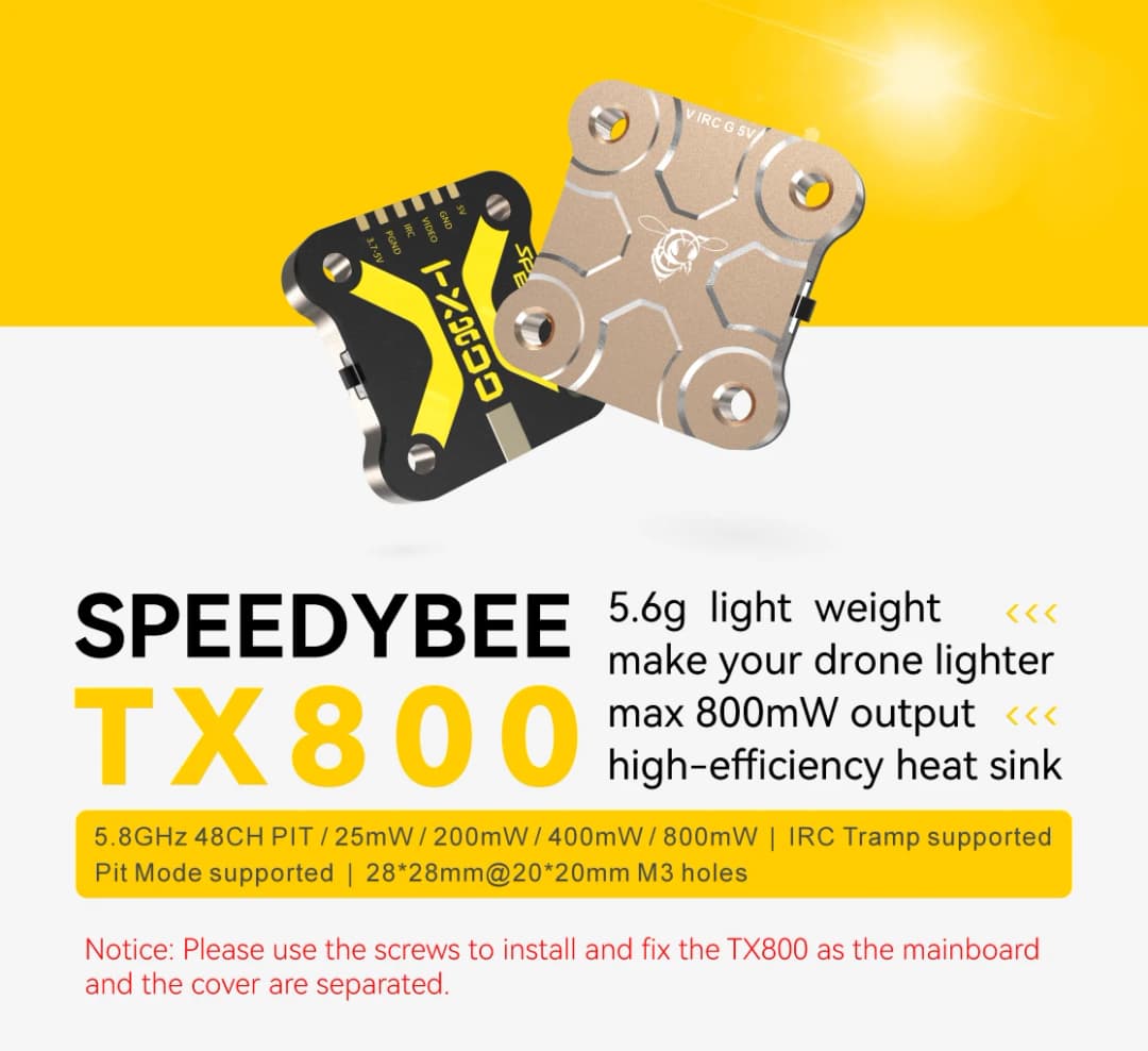 مرسل SpeedyBee TX800 VTX بقوة 25mW/200mW/400mW/800mW ودعم Tramp لطائرات RC FPV - 6