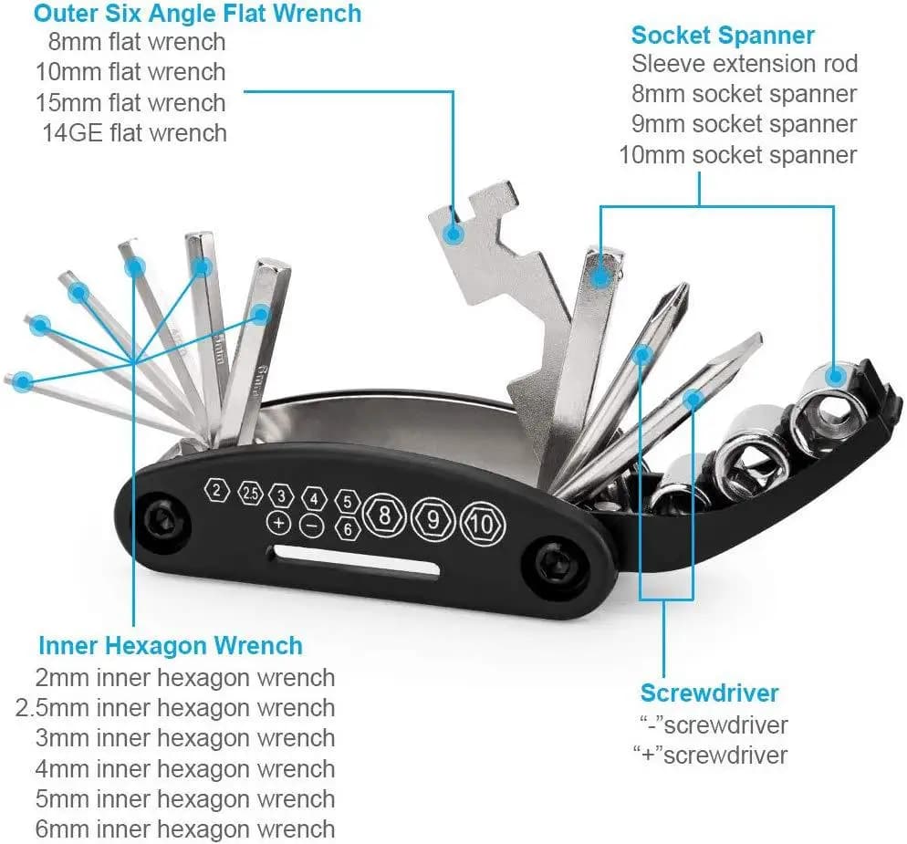 Bicycle Repair Tools Kit, Bike Accessories, Multi Tool Set with Pump Tire Patch, Portable Mountain Road BikeTire Auto Tool Set - 2