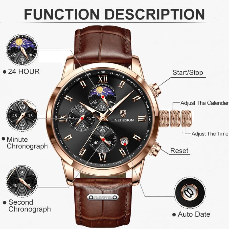 New Men's Watches LIGE Top Brand Luxury Men Wrist Watch Leather Quartz Watch Sports Waterproof Male Clock Relogio Masculino+Box - 3