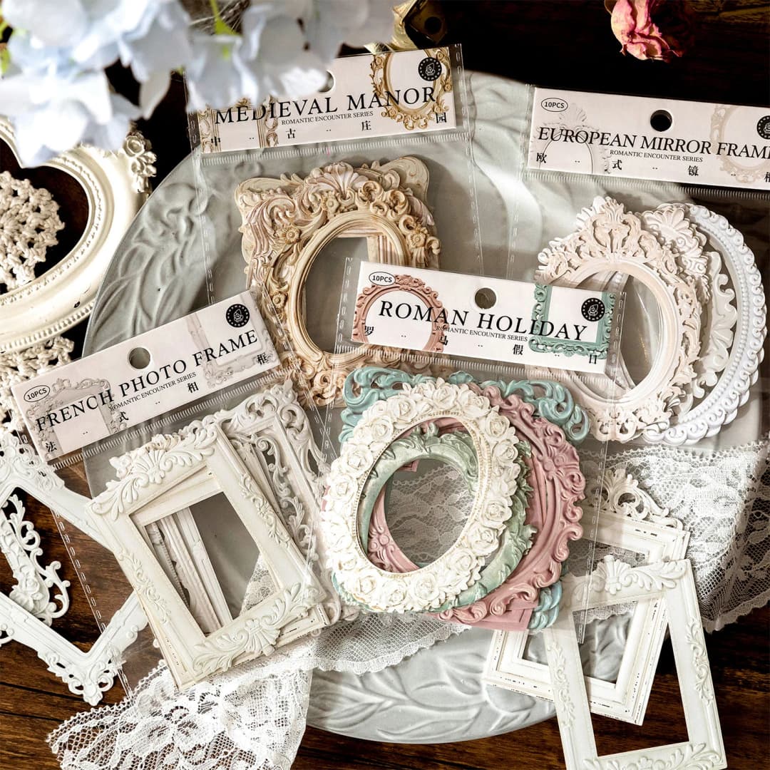 10pcs/pack Creative Embossment Frame Planner Journal Decoration Material Paper Photo Album Scrapbooking diy Boarder Trim - 3