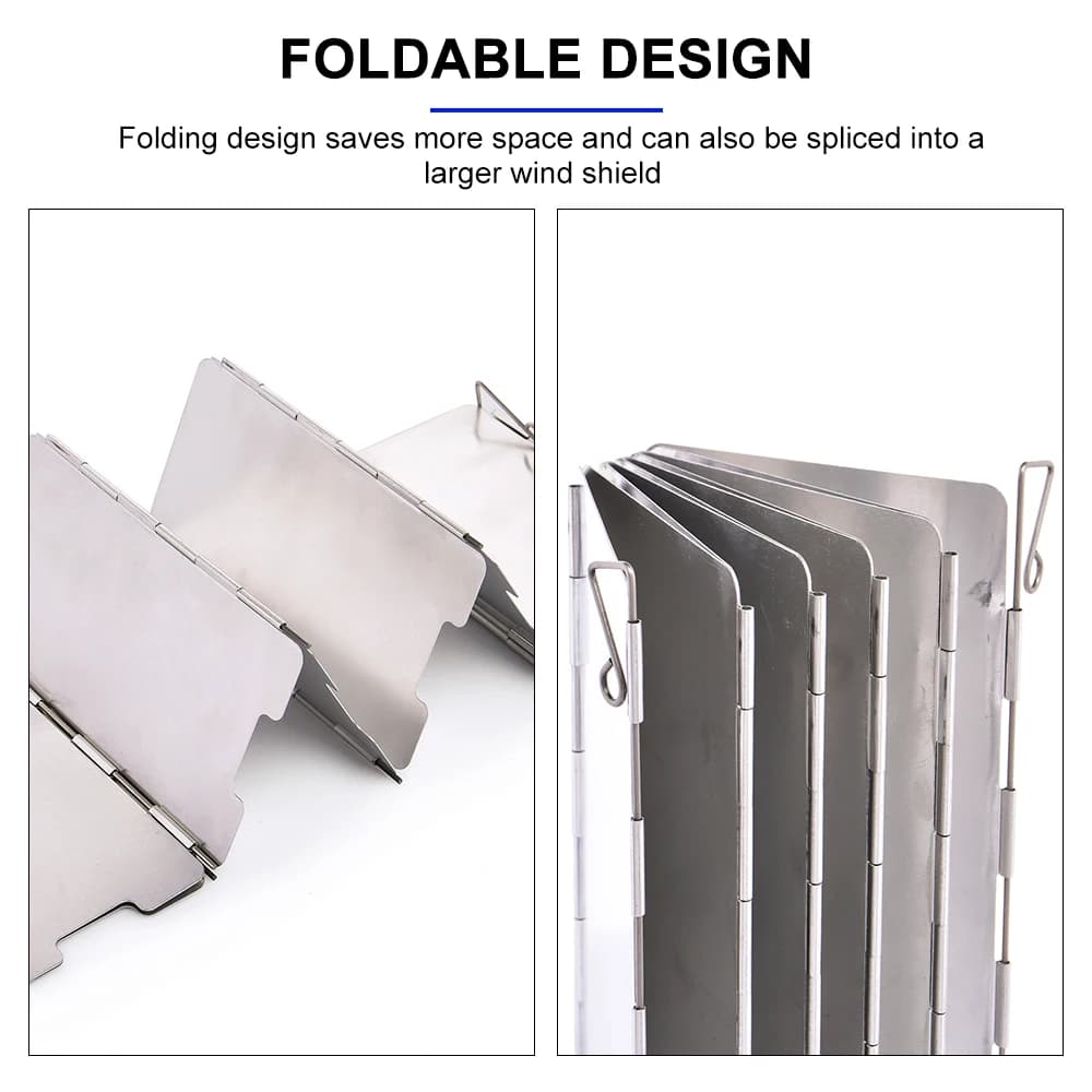 درع رياح تخييم محمول Widesea سبائك ألومنيوم فولاذ مقاوم للصدأ 9 قطع شاشة موقد مقاوم للرياح مع صندوق تخزين للطهي في الهواء الطلق - 6