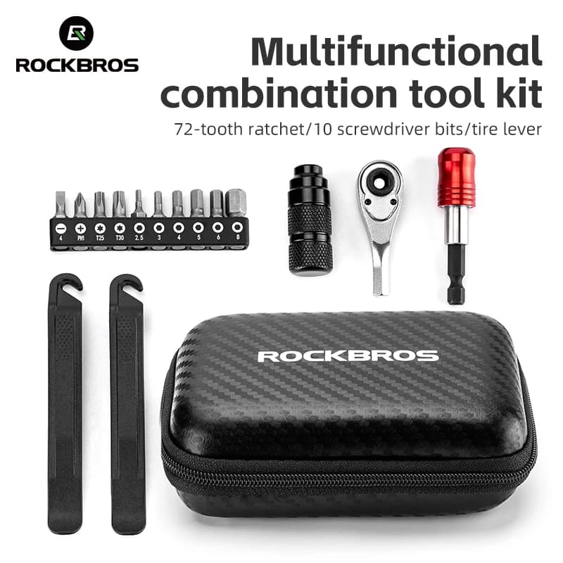 مجموعة أدوات إصلاح الدراجات ROCKBROS بمفتاح ربط 72 سن ومفك عزم دوران محمول خفيف الوزن لصيانة الدراجات
