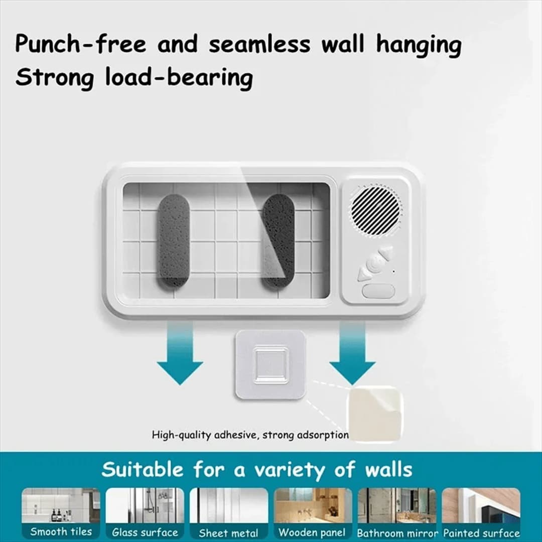 حامل هاتف للاستحمام مع سماعة بلوتوث مقاوم للماء IPX4 مقاوم للضباب شاشة تعمل باللمس حامل هاتف للحائط للحمام - 2