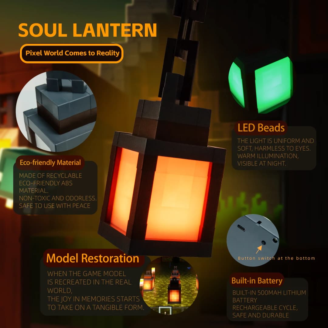 Pixel Style Night Light Portable Lantern Tabletop Ornament 16 Colors Lantern DIY Interior Decoration Festival Atmosphere Light - 4