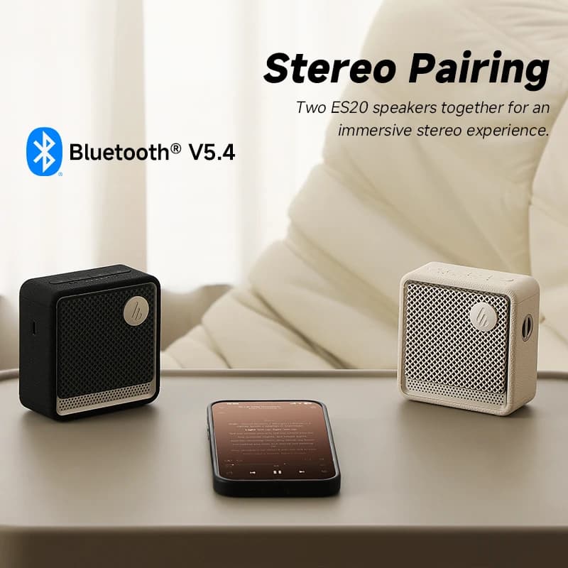 سماعة إديفاير ES20 محمولة بلوتوث لاسلكية مقاومة للماء IP67 مع إضاءة وتأثيرات صوتية خارجية بجهير عميق مع مايكروفون - 6