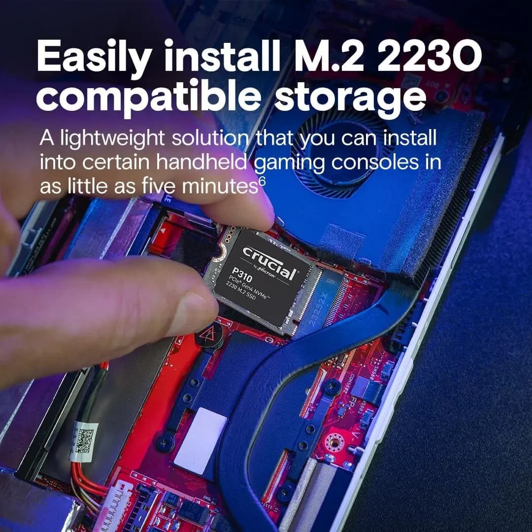 Crucial P310 1TB 2TB PCIe Gen4 2230 NVMe M.2 SSD - Up to 7,100 MB/s - Uplevel Your Console - Internal Solid State Drive - 6