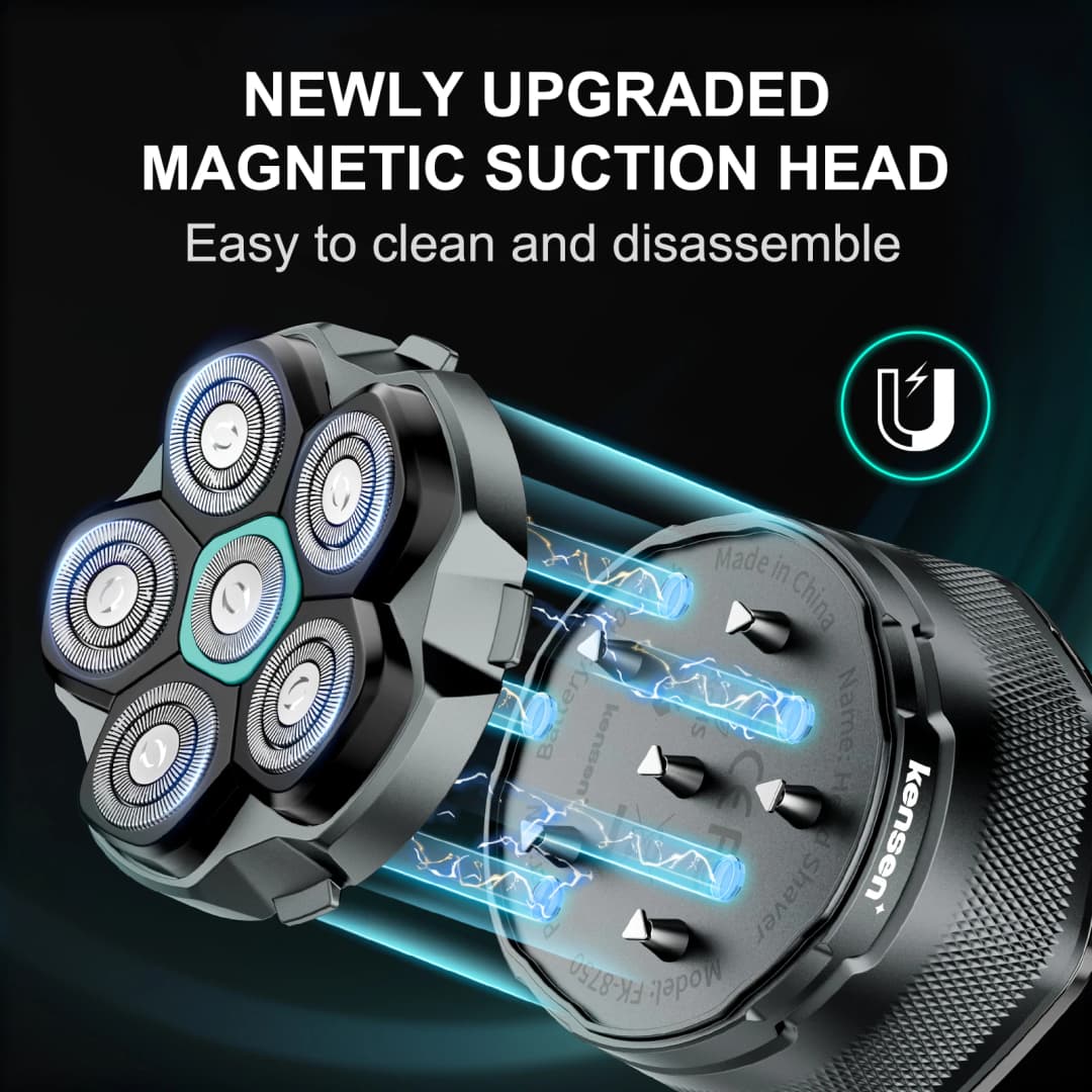 شفرة قابلة للاستبدال KENSEN لماكينة حلاقة الرأس S15، شفرة مغناطيسية 6D مقاومة للماء من الفولاذ المقاوم للصدأ لماكينة FK-8750 - 4