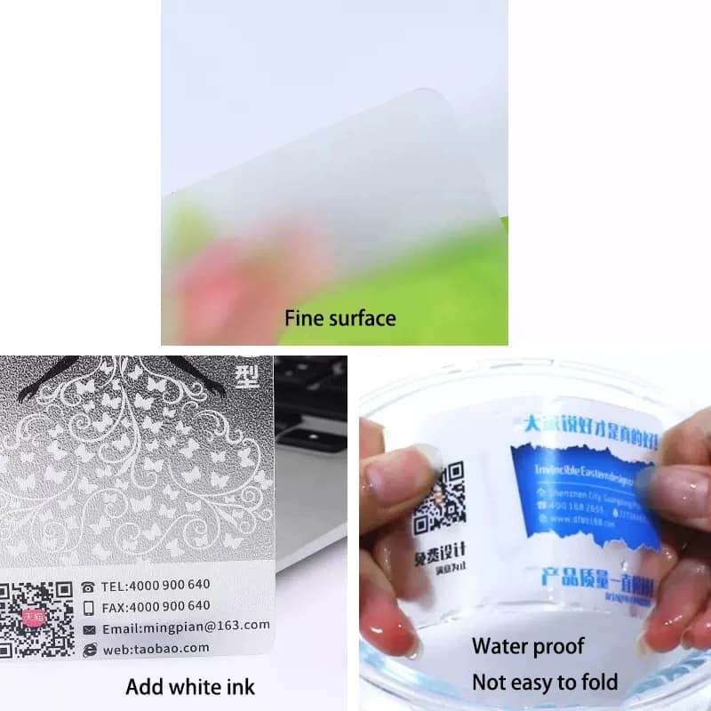 200PCS 500PCS Custom Transparent Pvc Card Plastic Identity Waterproof For Business Visit Round Corners One Side Add White Ink - 6