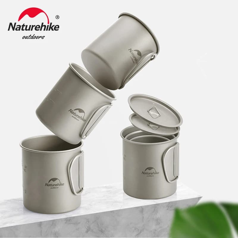 Naturehike Titanium Cup Camping Mug Tourist Tableware Picnic Utensils Outdoor Kitchen Supplies Travel Cooking Cookware Pan Bowel - 3