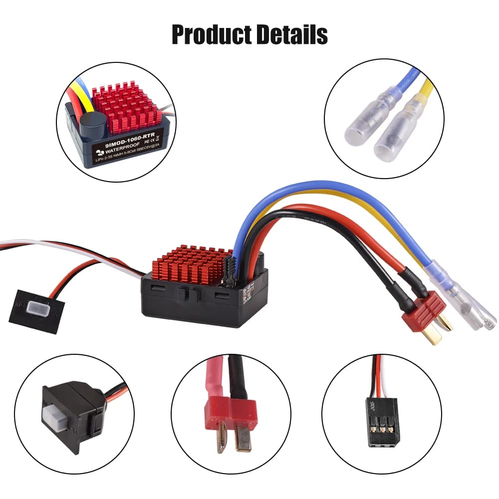 9IMOD 60A Brushed Fahrregler Fahrtenregler Speed Controller ESC für 1/10 RC Car - 4