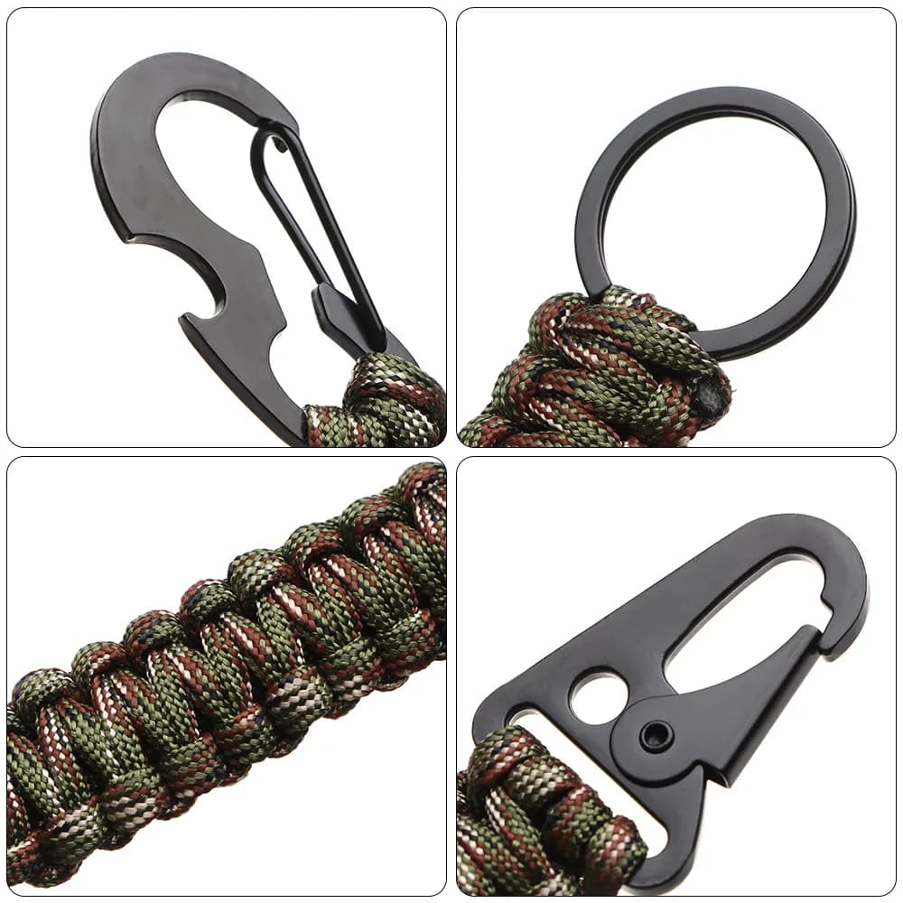 في الهواء الطلق المفاتيح حلقة التخييم حلقة تسلق العسكرية Paracord الحبل حبل التخييم مجموعة الحبال أدوات فتاحة الزجاجات عقدة الطوارئ - 3
