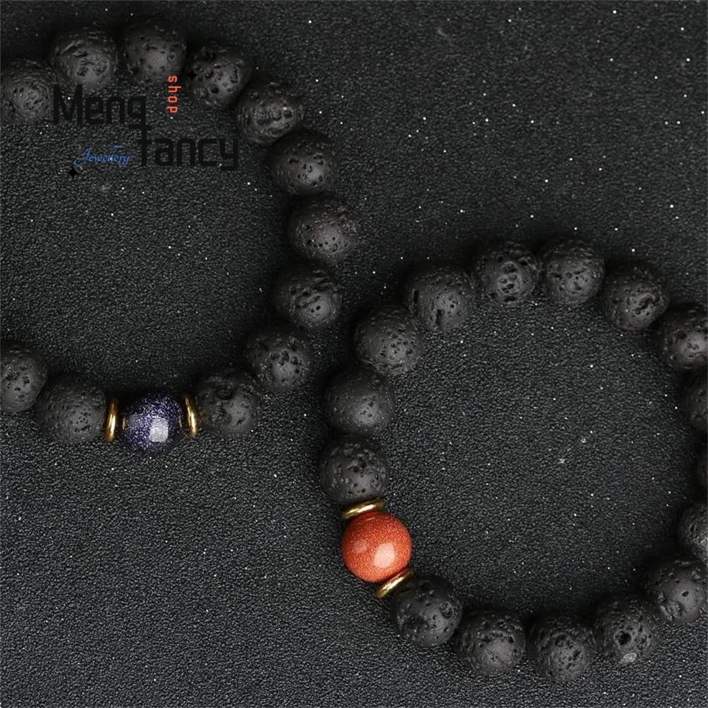 Galaxy Volcanic Stone Bracelet - Natural Lava Rock Beads Unisex Jewelry for Men Women, Couple Best Friend Handmade Boho Gift - 3