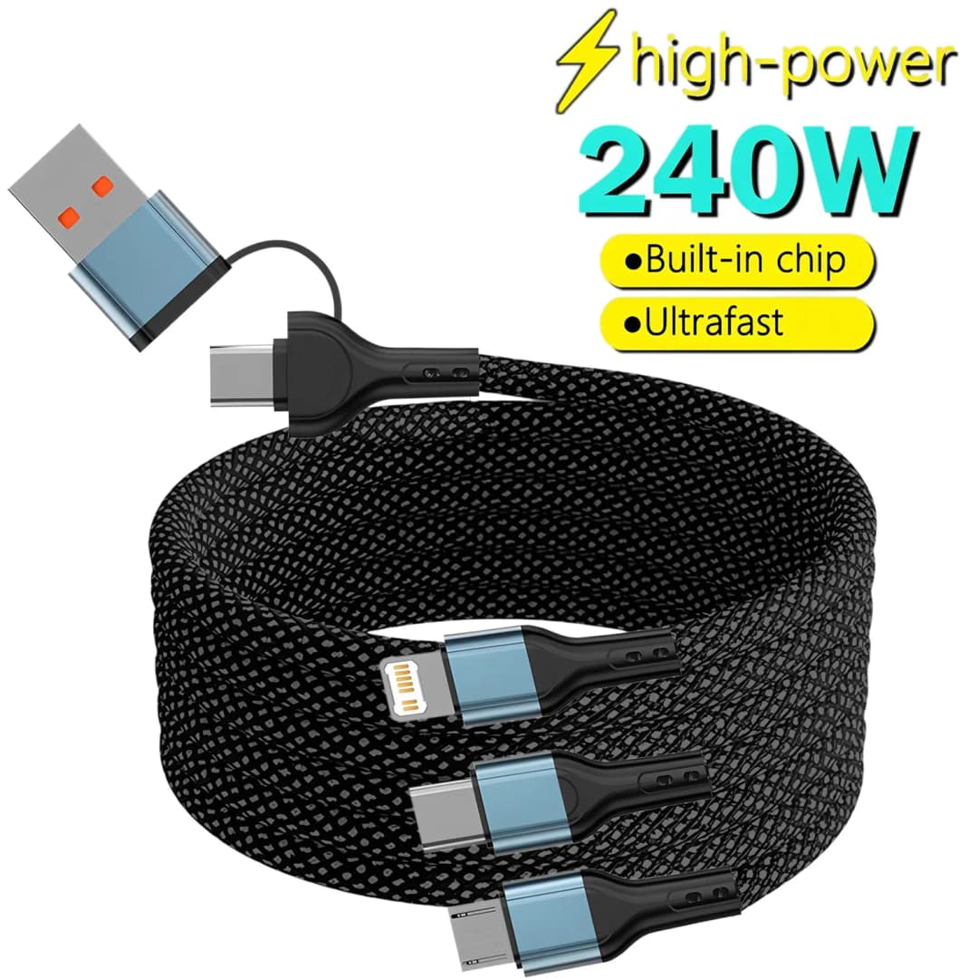3 In 2 Fast Charging Cord for Iphone Samsung Huawei Micro Usb Type C Charger Cable 1.2M Multi Usb Port Multiple Usb Charging Cor - 3