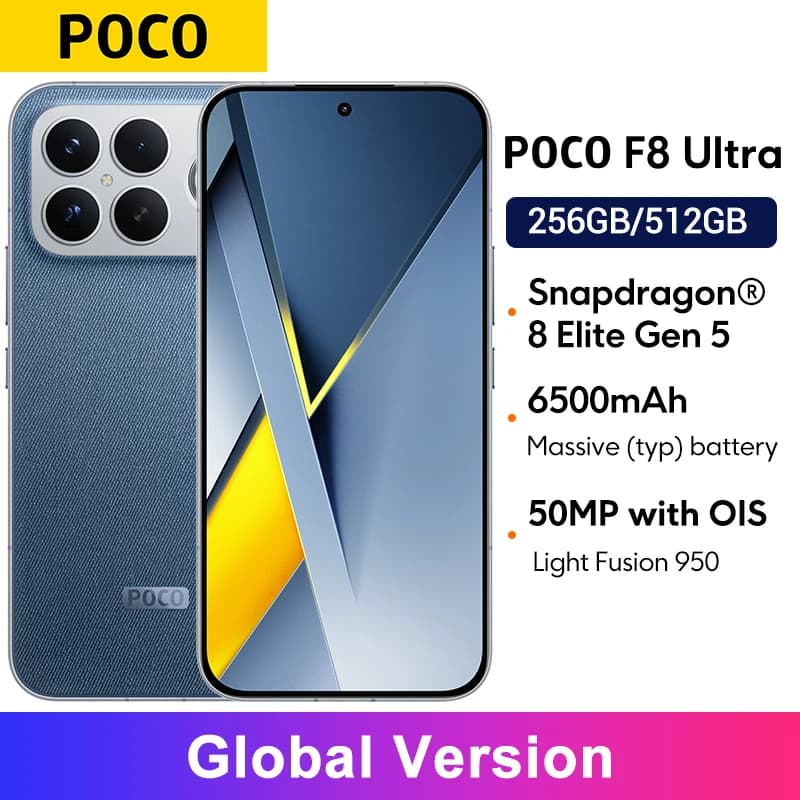 Global Version POCO F8 Ultra Smartphone 50MP camera 6.9" 120Hz display 6500mAh battery Snapdragon 8 Elite Gen 5 NFC