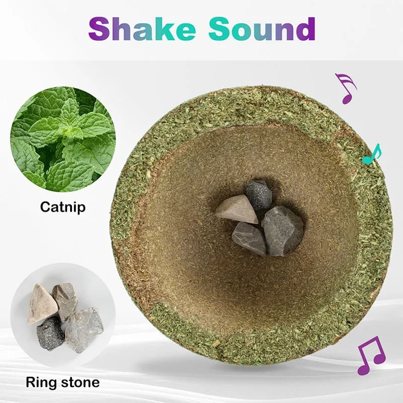 كرة نعناع بري كبيرة (10 سم) للقطط والهريرة، لعب ذاتي، تخفيف التوتر، داخلي وخارجي - 6