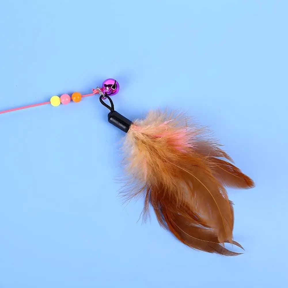 1PCS Metal Wire Funny Cat Stick Cat Toy Pet Toy with Feather Bell Funny Cat Rod Pet Supplies - 4