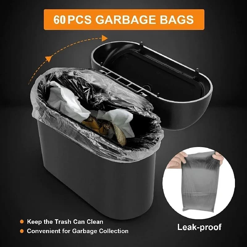 Car Trash Can (with Lid) Contains 60 (300) Garbage Bags, Small Car Trash Can, Leak-proof Mini Car Accessories - 3