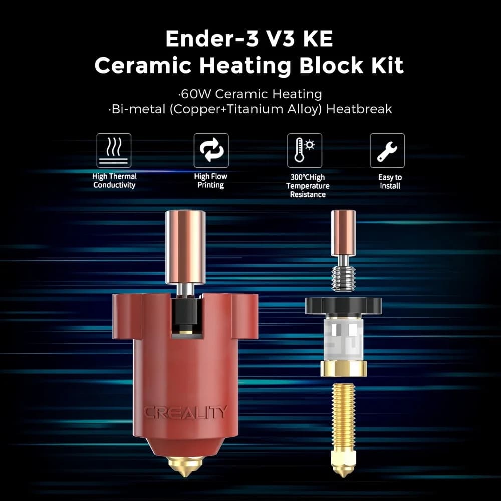 Creality Ender 3 V3 KE Ceramic Hotend Kit, 300°C High Temp Heating Block Extruder Hotend forEnder 3 V3 KE K1/K1 Max - 2
