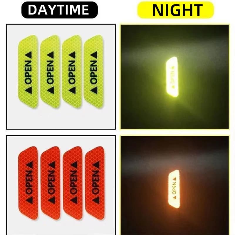 4PCS Car Accessories Car Stickers Reflective Warning Sticker Wheel Eyebrows Door Opening Sticker Diamond Wheel Reflective Strip - 5