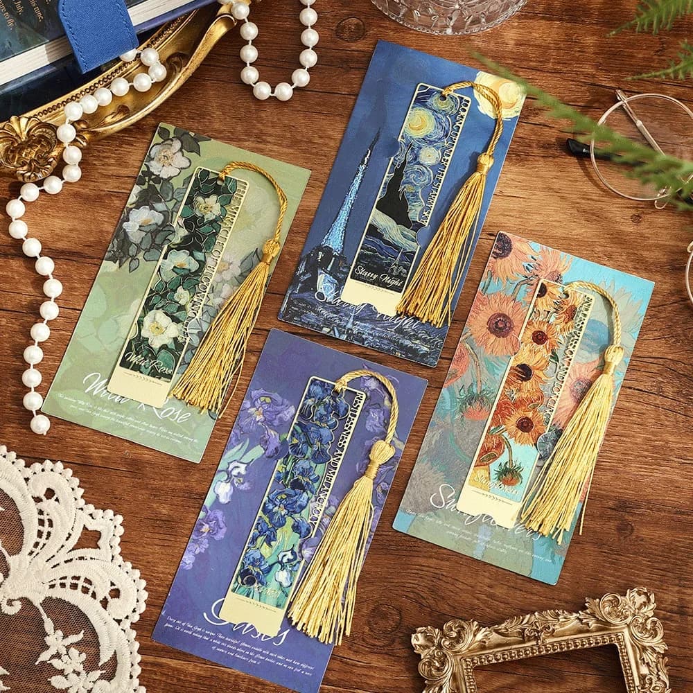 1pc Hollow Literary Flower Metal Bookmark Exquisite Painting Sunflower Iris Rose Shape Gifts for Book Lovers Writers Readers - 3
