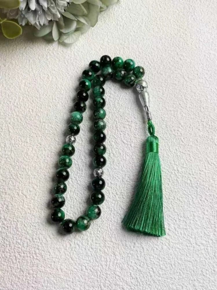 33 خرزة تسبيح ملونة، خرز صلاة مصنوع يدويًا، مجوهرات إسلامية أنيقة وإكسسوارات عصرية