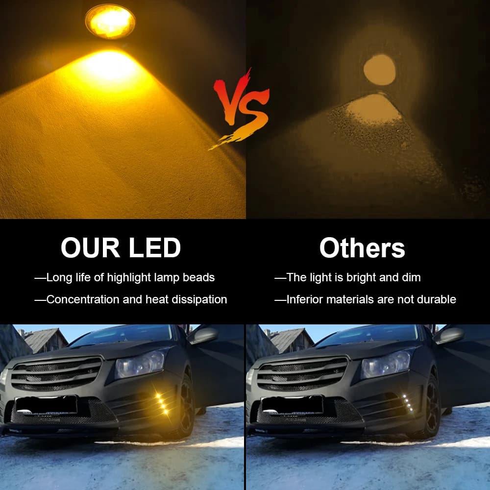 1 قطعة أضواء النهار الجري لسيارة 12 فولت DRL هوك لمبة مستديرة شاحنة مزدوجة فلاش الفرامل مصباح إشارة دراجة نارية اكسسوارات 2025 - 6