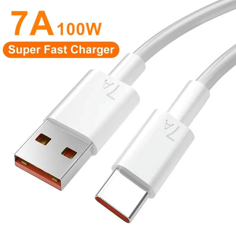 كابل شحن فائق السرعة 7A 100 واط Type C USB لهواتف Huawei P50 P40 كابل بيانات شحن سريع لهواتف Xiaomi Redmi POCO OPPO Realme OnePlus