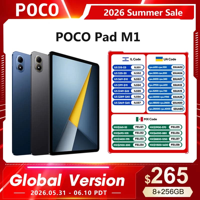 Global Version Tablets POCO Pad M1 Snapdragone 7s Gen 4 8MP camera 120Hz 12.1"2.5k crystal clear display 33W fast charging