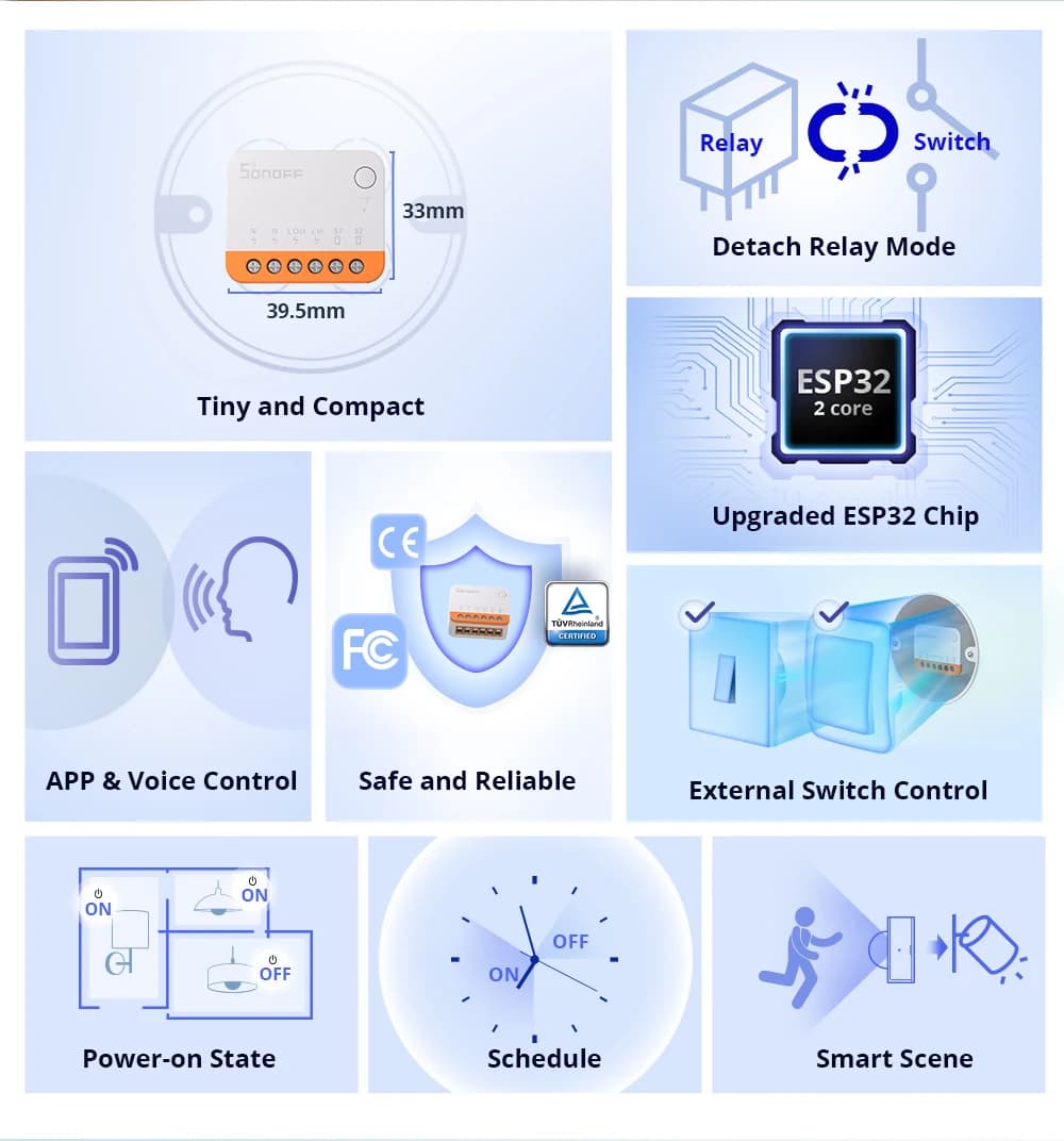 Sonoff Mini R4 Extreme Wifi Smart Switch Interruptor with Relay On-Off DIY Switch Module eWelink APP Control Works with Alexa - 3