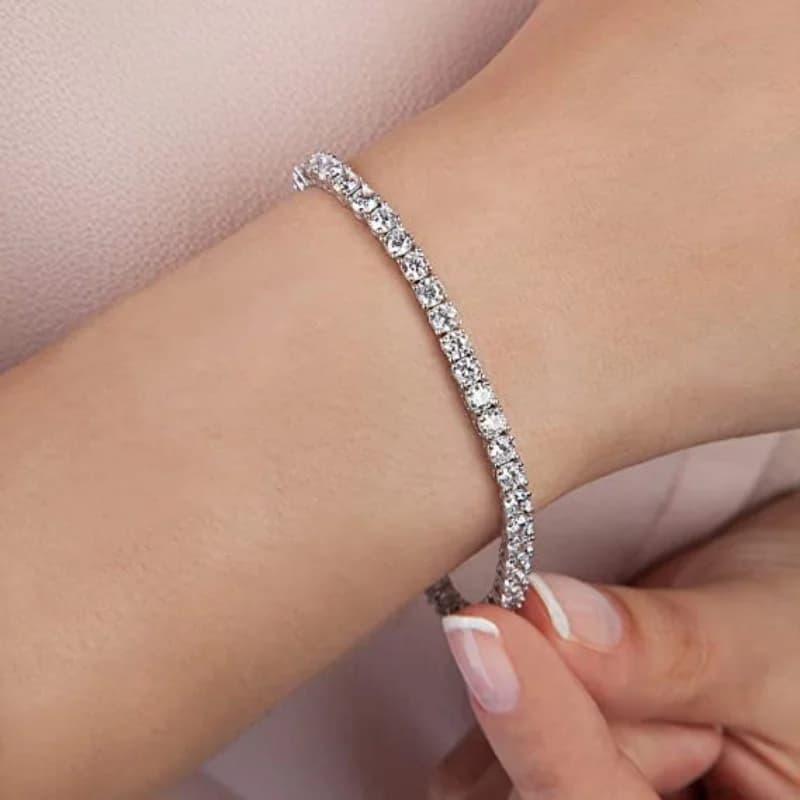 Women's Fashion 4mm Zirconia Tennis Bracelet Crystal Charm Designer Thin Chain Wedding Jewelry - 5