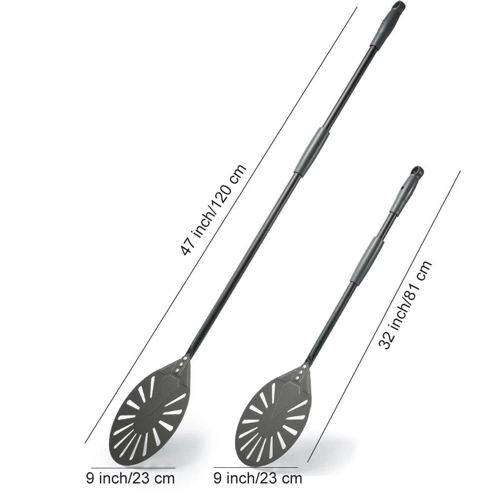 Onilini مجرفة بيتزا مثقبة من الصلب المؤكسد 7/8/9 بوصة، مقبض من سبائك الألومنيوم، ملحقات مجداف البيتزا - 3