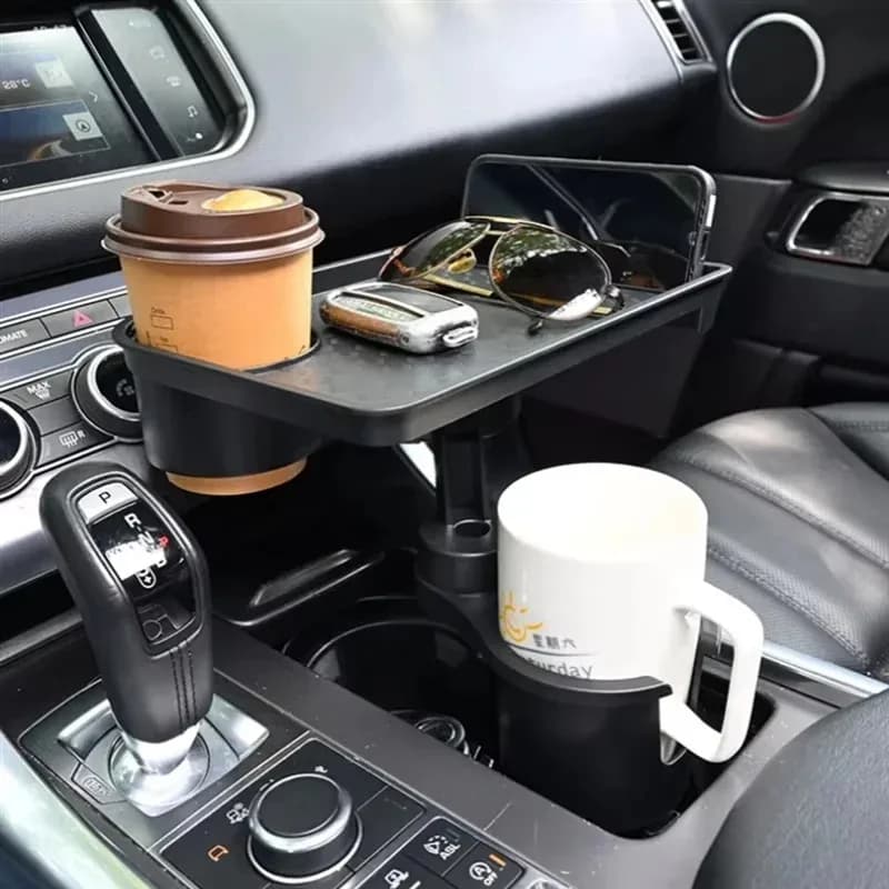 High Quality Universal Car Cup Holder Tray - 360 °   Rotating Adjustable Dual Cup Organizer - 3