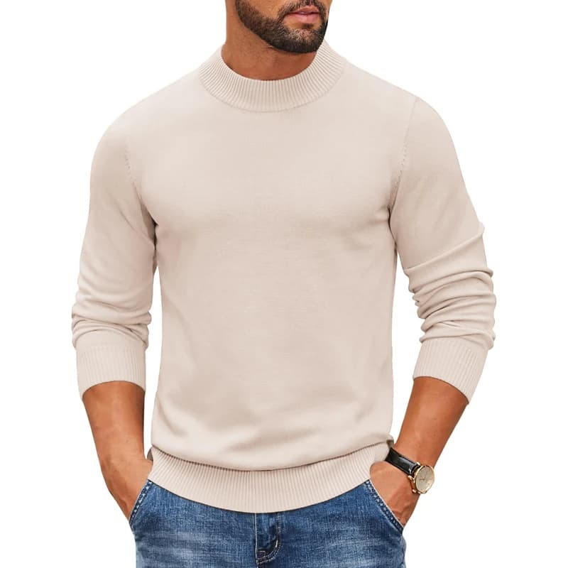 Men's Mock Turtleneck Ribbed Knit Pullover Sweater Casual Heavyweight Slim Fit Dress Sweater Warm Jumper Thermal Streetwear - 4