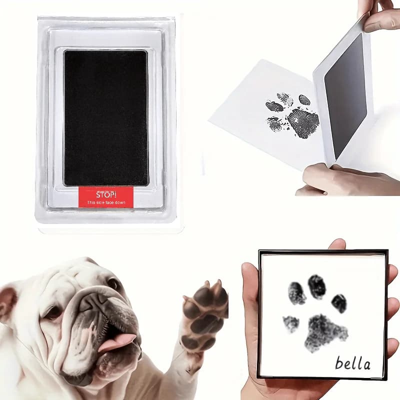 Pet Paw Print Commemorative Ink Pad，Dog or Cat Pet Owner Keepsake，DIY Inkless Handprints and Pet Pawprint Impression Making Kit