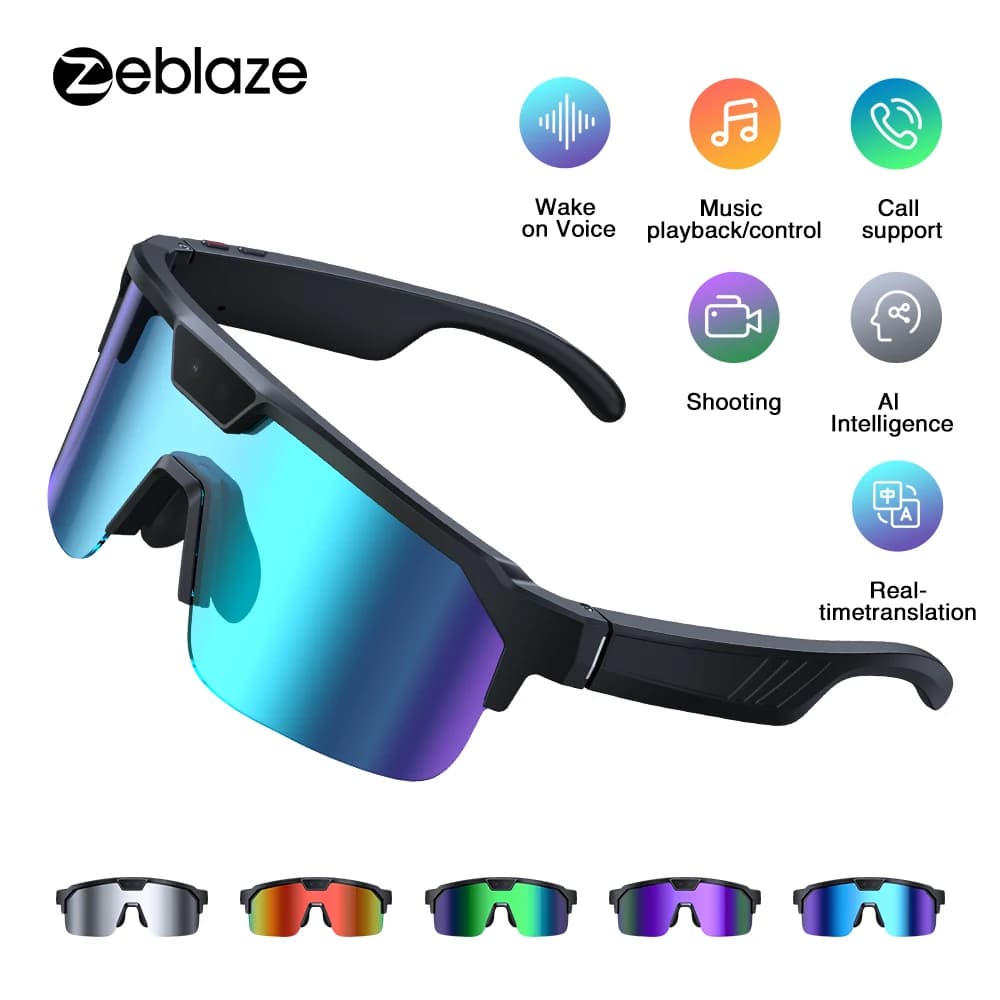 Zeblaze AI Sports Camera Glasses 800W Camera Photo Video Recording Smart Translation Glasses Call and Message Hands-Free - 2